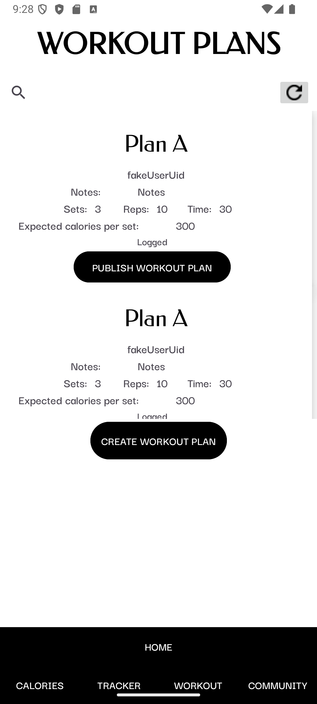 Workout Screen